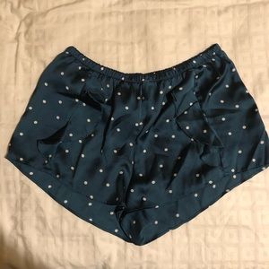 Cute silky shorts. Blue with white polka dots